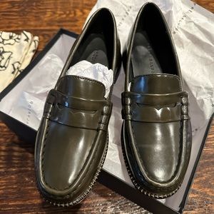 Freda Salvador Dark Olive Leather Loafers
